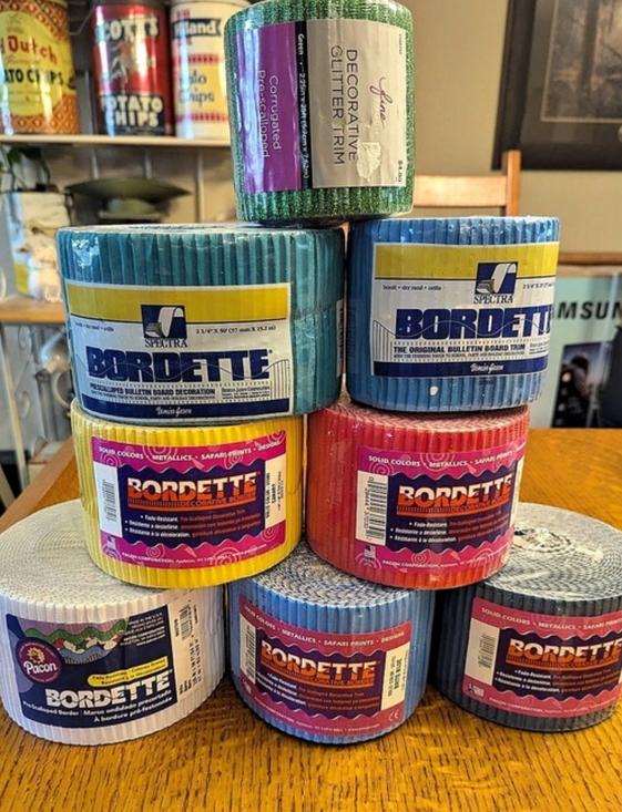 Pacon & More Other - 8 Rolls of Border / Bordette- Glitter Green, Teal, Snowflake ,Yellow, Red, White